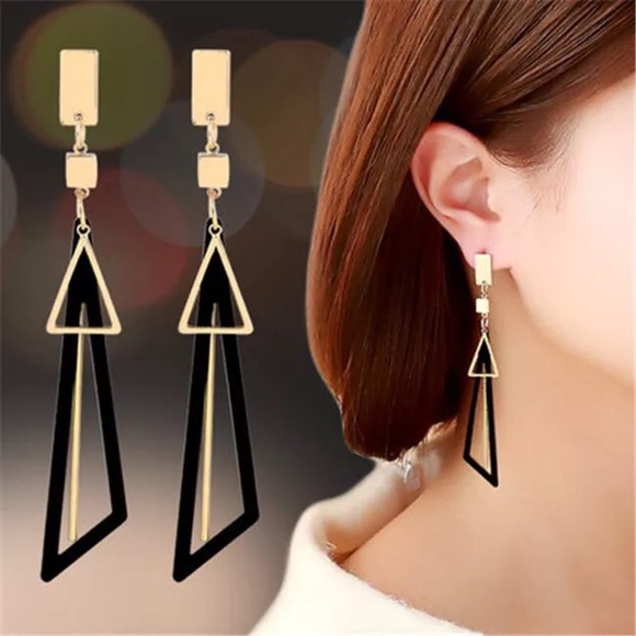 Jewelry - Long Statement Triangular Tassel Dangle Earrings